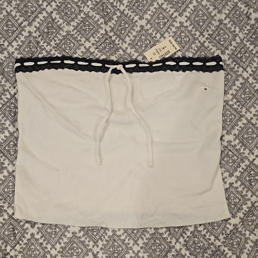 Aeropostale White Tube Top with Black Lace